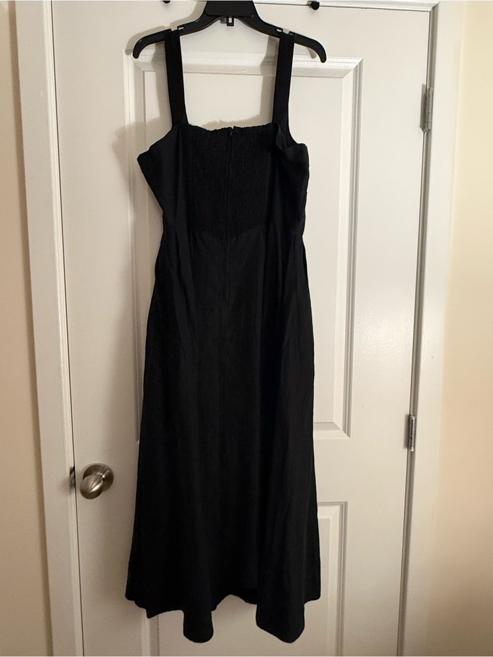 Quince Black Sleeveless Midi Dress with Tie Front - Picture 5 of 6